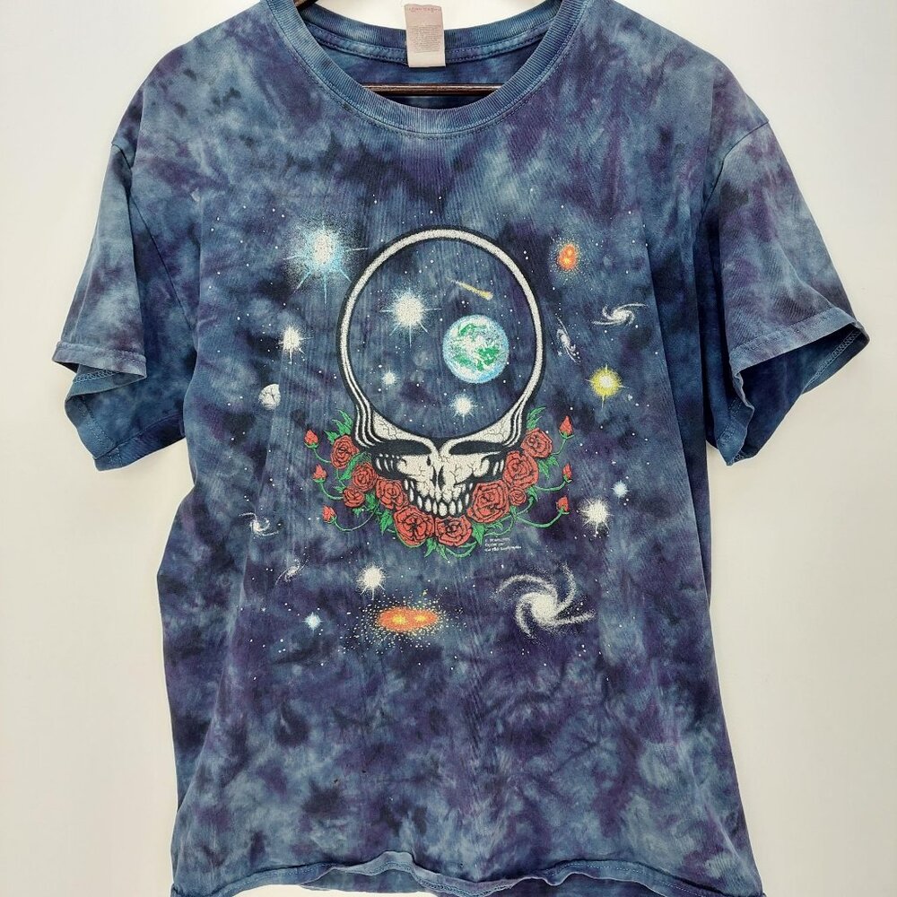 VTG 1997 Grateful Dead‎ Tie-Dye Steal Your Face Large Gildan Space Skull & Roses